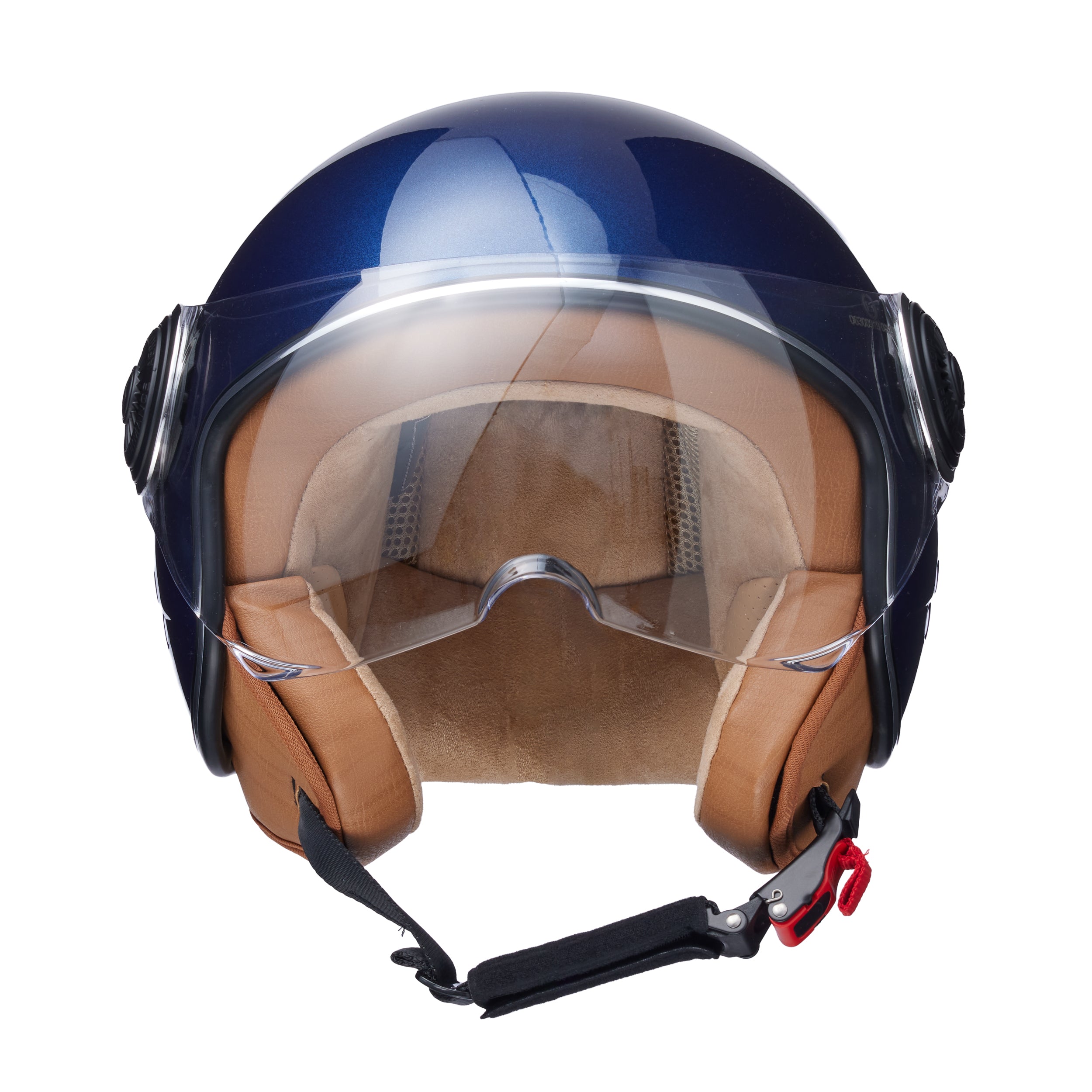 monaco helmets Solid blau metallic, glänzend dunkelblau metallic mit braunem Futter