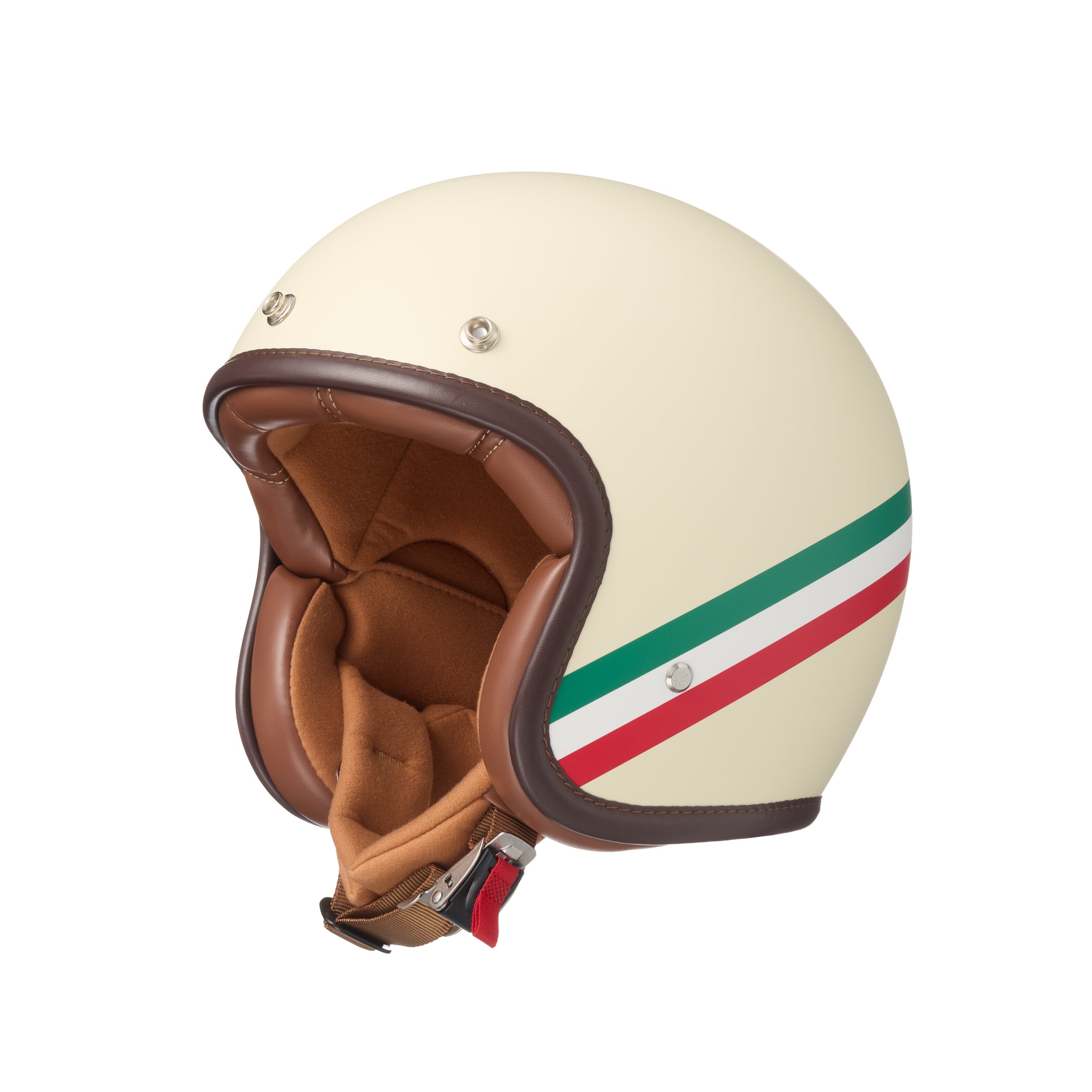 "Irmi Crema Italiana" Jethelm 2.0 Fiberglas in matt-creme mit Italienflagge