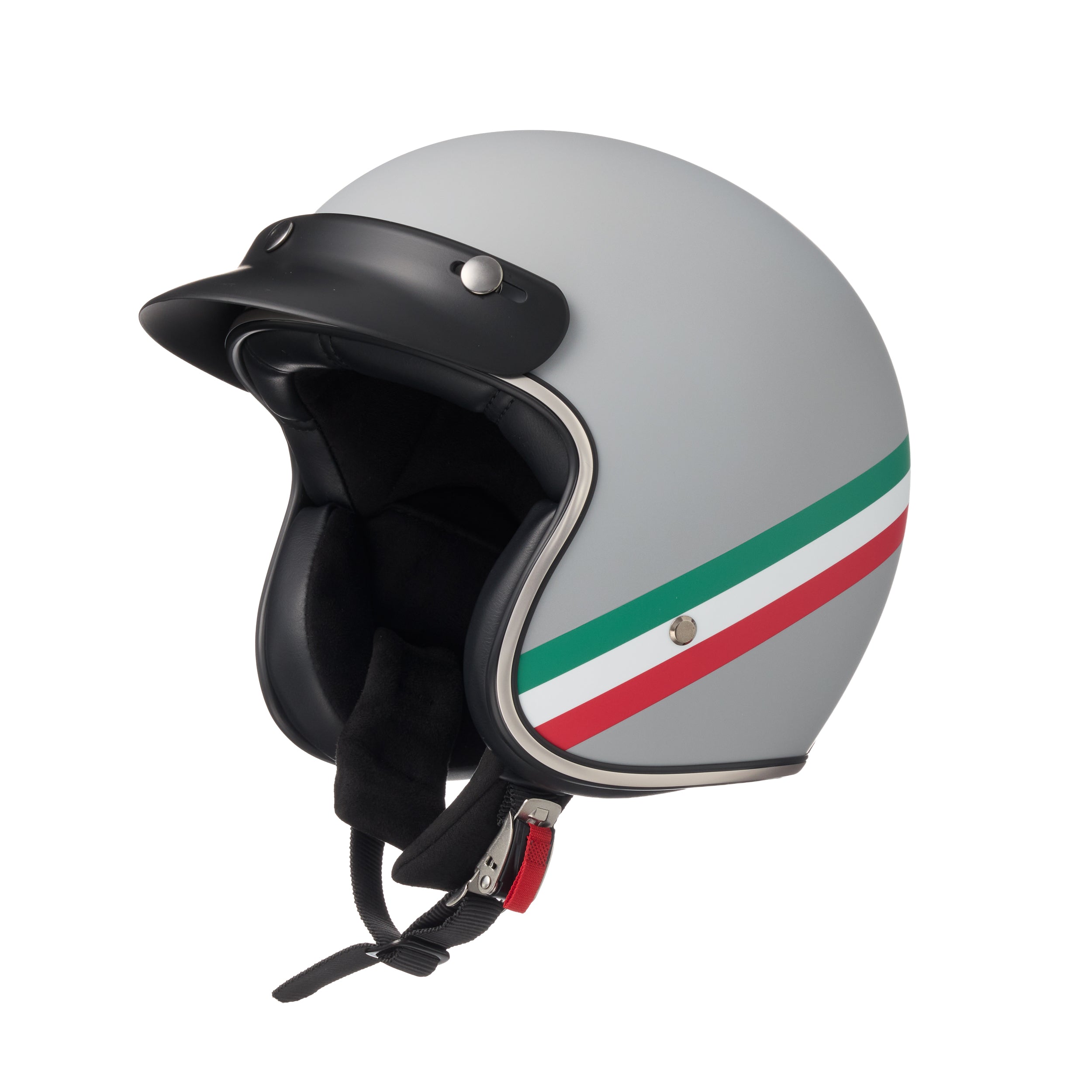 "Irmi's Pinot Grigio" Jethelm 2.0 Fiberglas in matt-grau mit Italienflagge