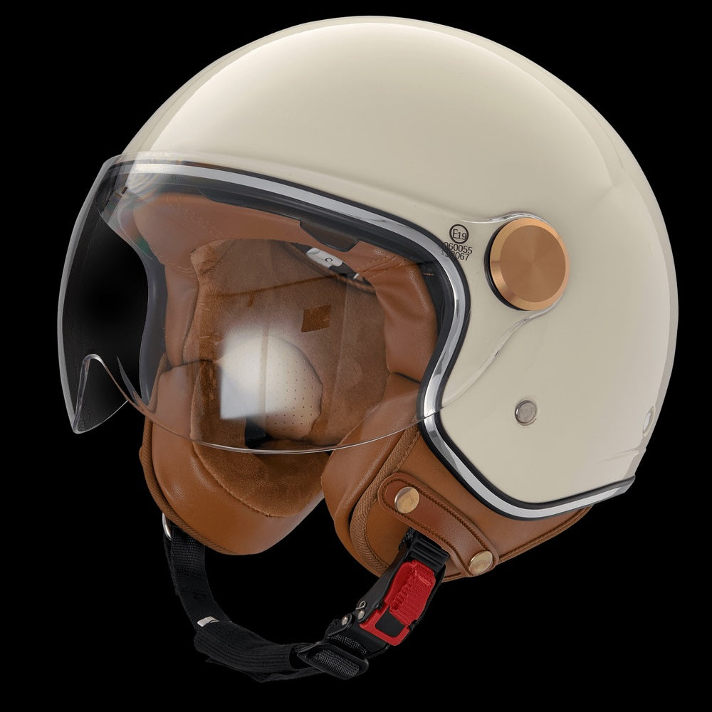 monaco helmets "Premium" creme glänzend mit Sonnenblende
