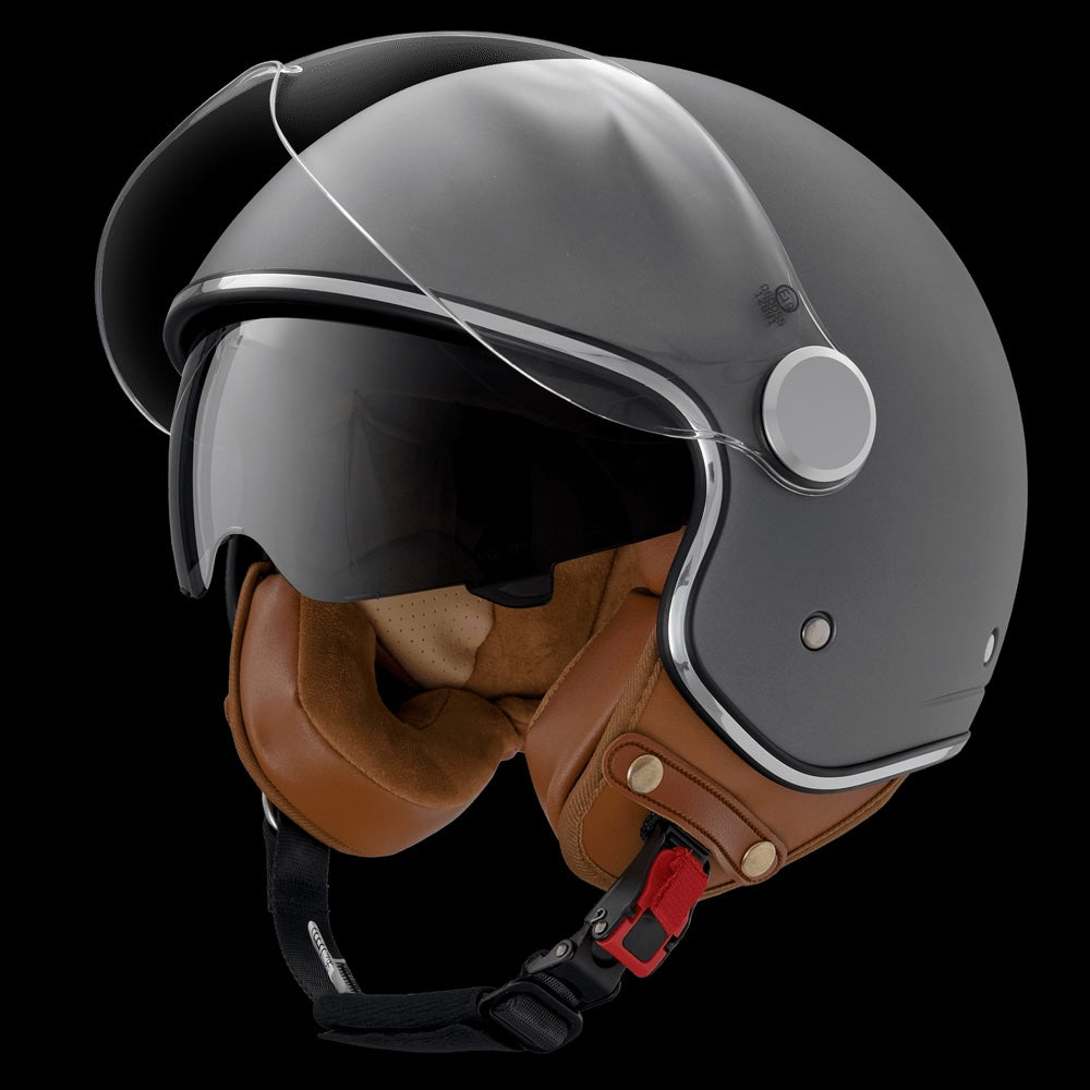 monaco helmets "Premium" mattgrau/anthrazit mit Sonnenblende