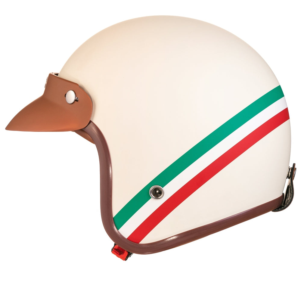 “Irmi Crema Italiana” Jethelm in matt-creme mit Italienflagge