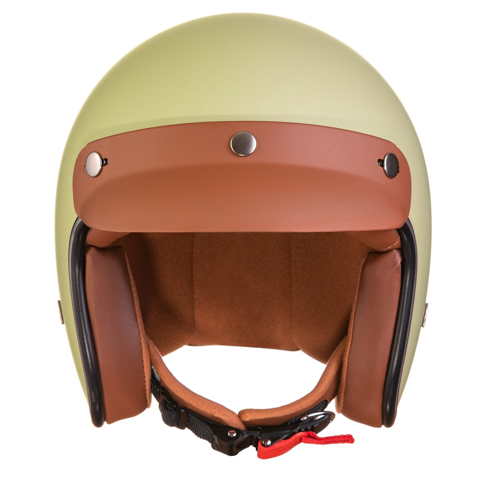 “Irmi Pistacchio” Jethelm in Pistazie-grün mit Chromrand