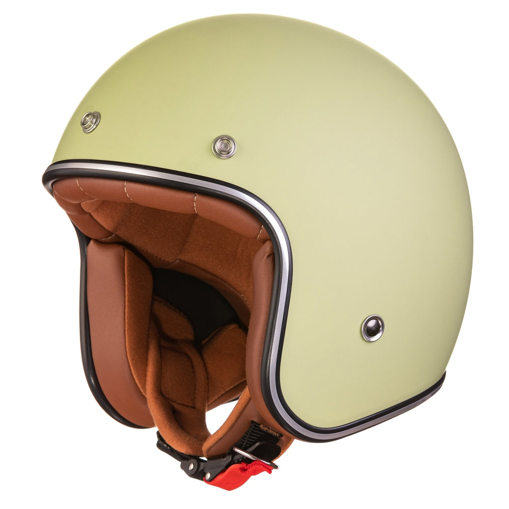 “Irmi Pistacchio” Jethelm in Pistazie-grün mit Chromrand