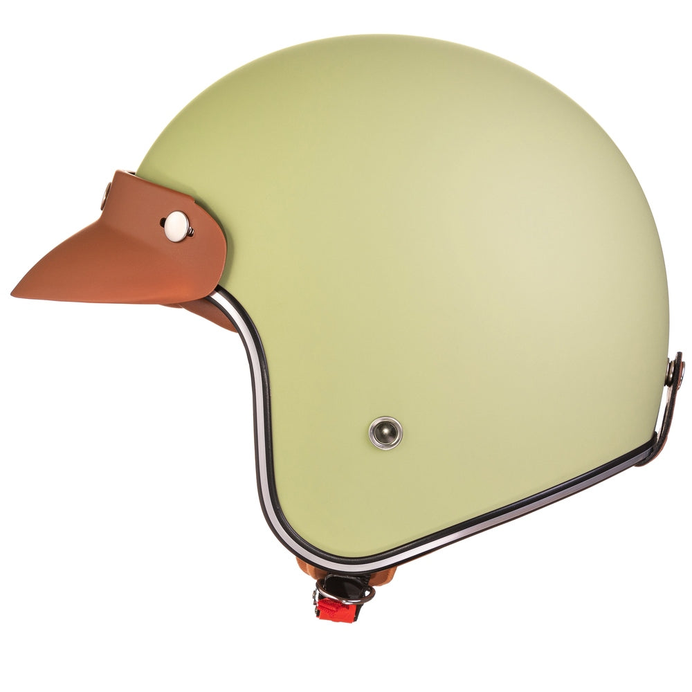 “Irmi Pistacchio” Jethelm in Pistazie-grün mit Chromrand
