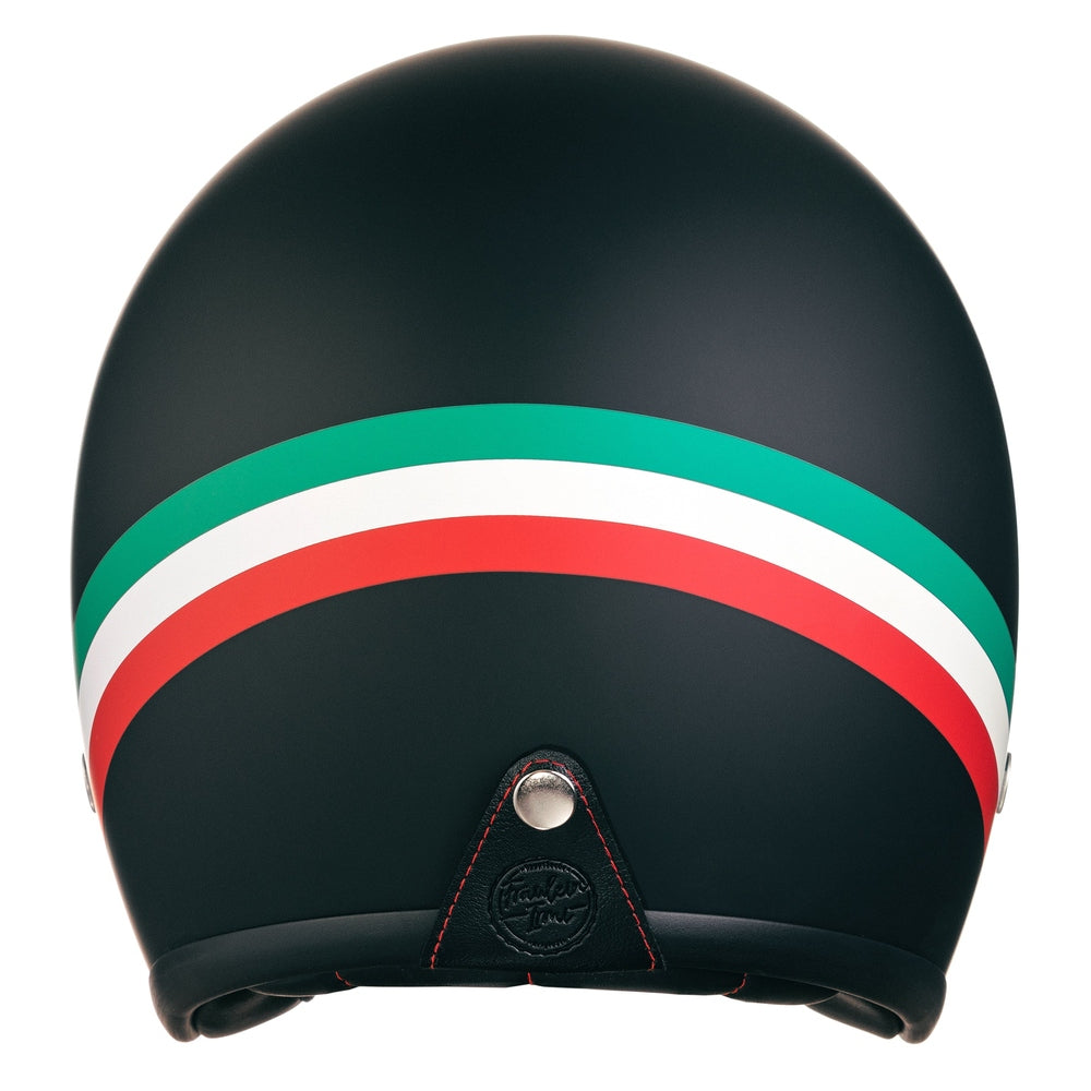 “Buona Notte Irmi” Jethelm in mattschwarz mit Italienflagge