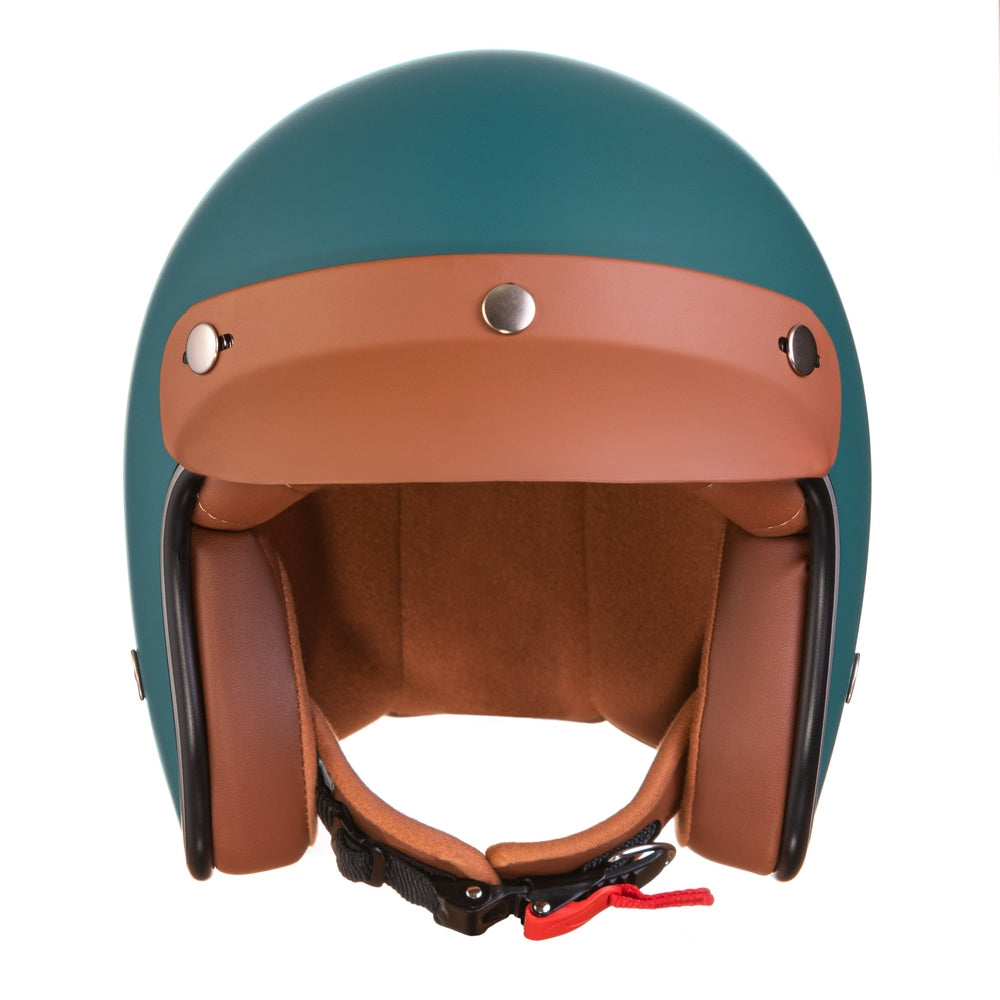 “Irmi taucht ab” Jethelm in petrol-blau mit Chromrand