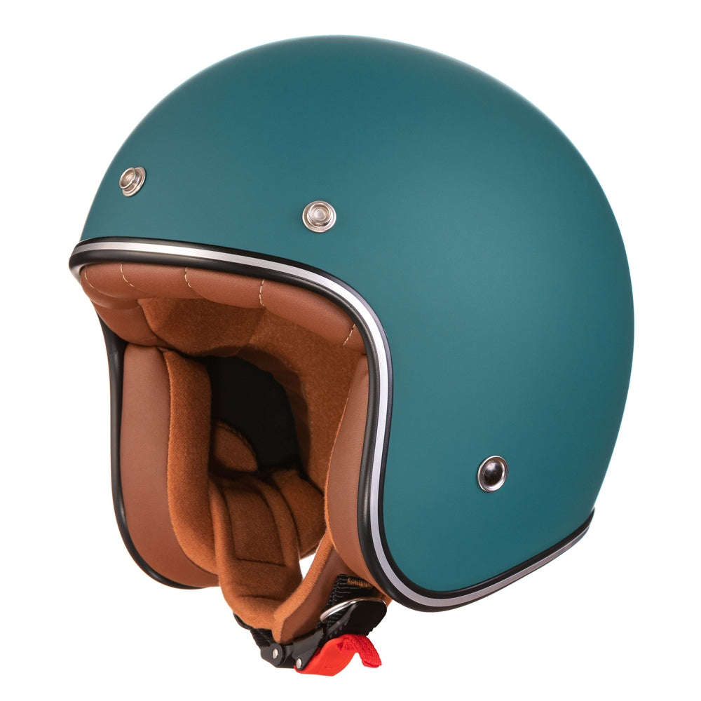 “Irmi taucht ab” Jethelm in petrol-blau mit Chromrand