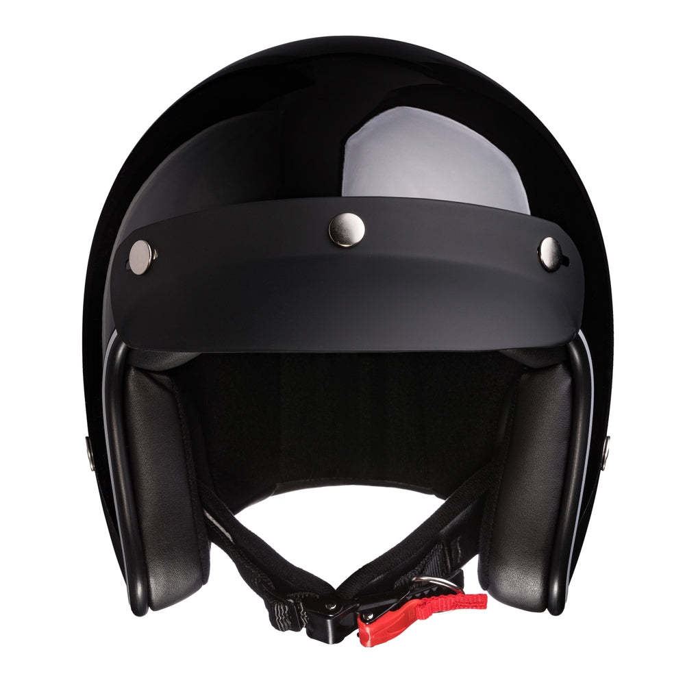 "Irmi Noir" Jethelm in glänzend schwarz mit mattem Streifen