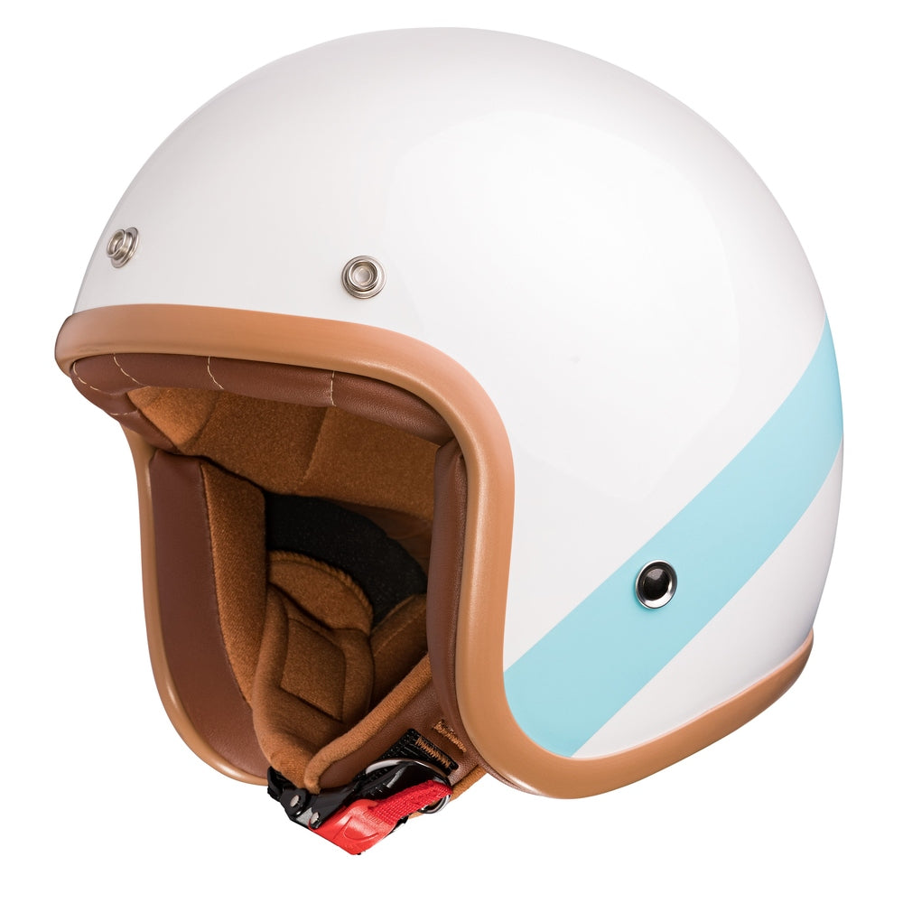 "IRMIkonos" Jethelm in glänzend weiss mit hellblauem Streifen