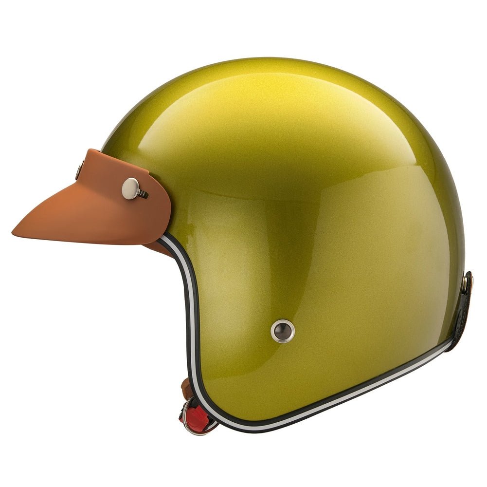 “Irmi´s Hoffnungsschimmer” Jethelm in glanz metallic-grün mit Chromrand