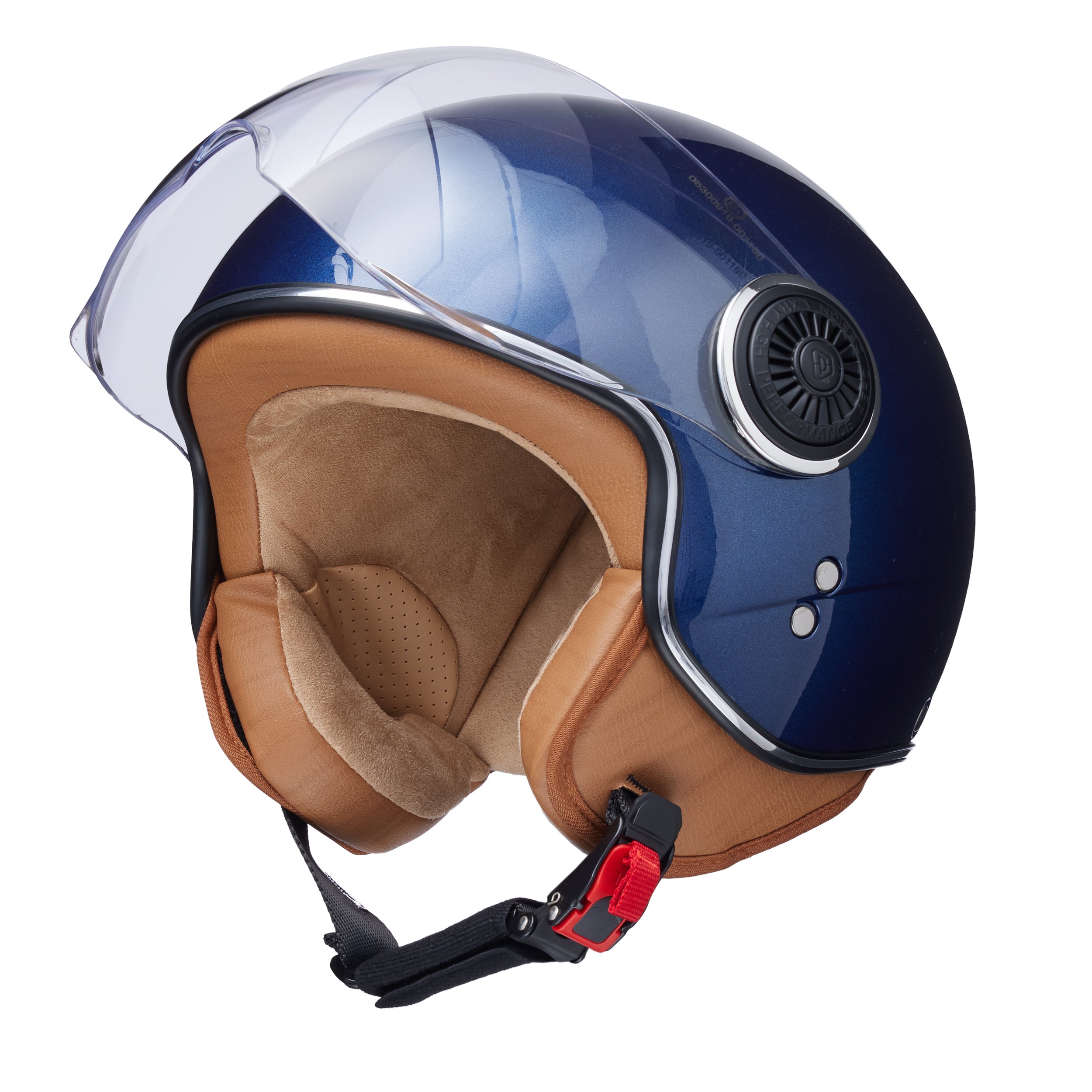 monaco helmets Solid blau metallic, glänzend dunkelblau metallic mit braunem Futter