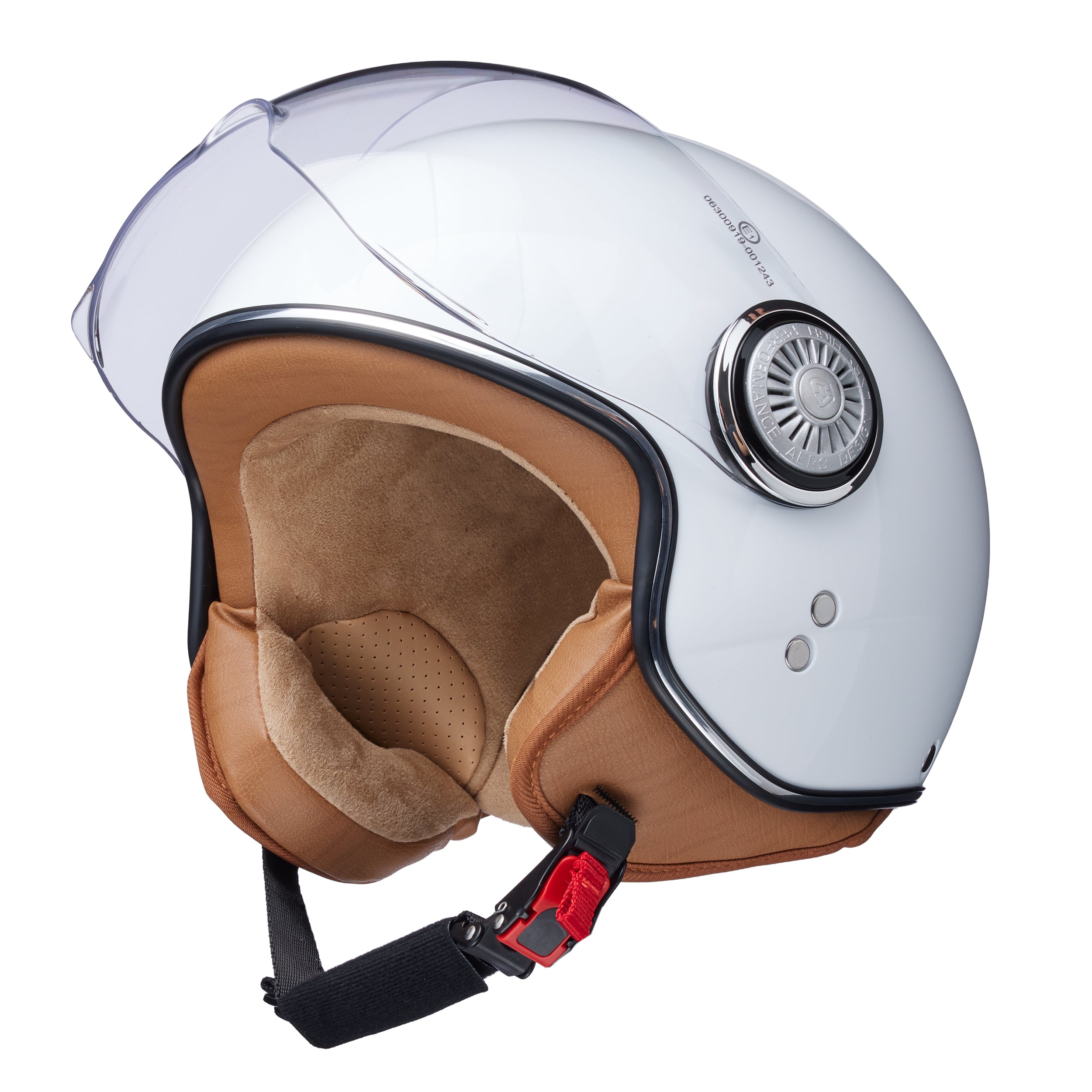 monaco helmets Solid weiß, glänzend weiß mit braunem Futter