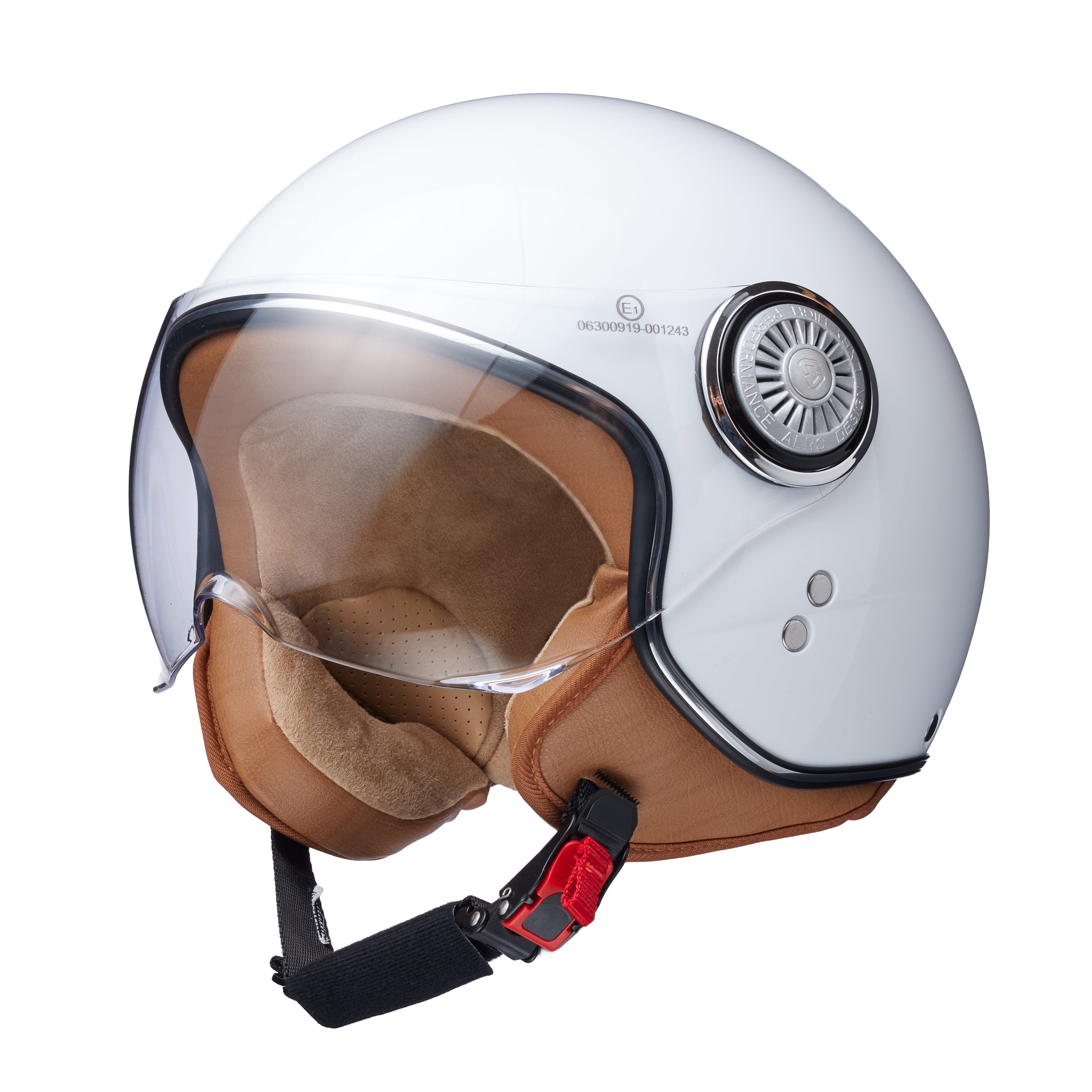 monaco helmets Solid weiß, glänzend weiß mit braunem Futter