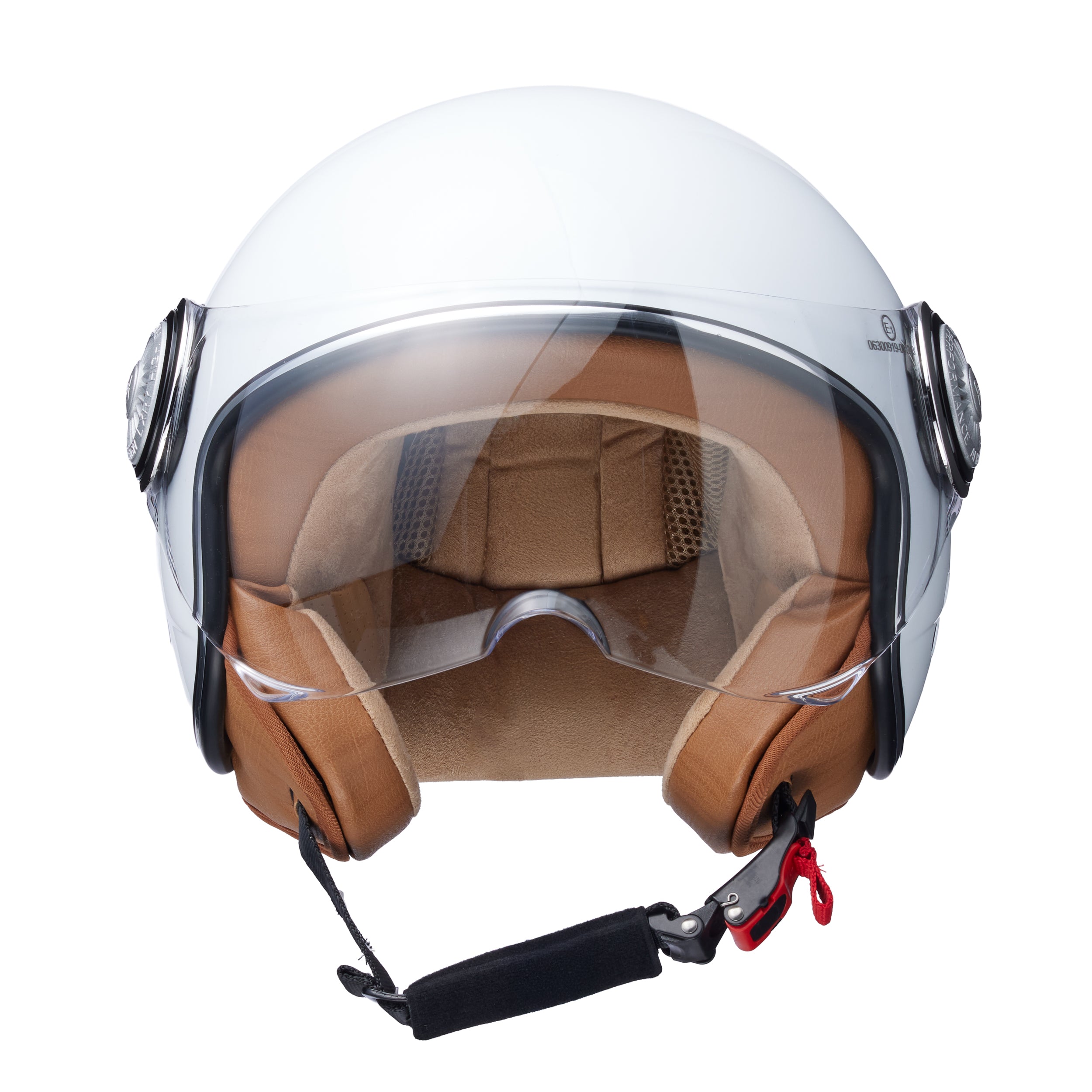 monaco helmets Solid weiß, glänzend weiß mit braunem Futter