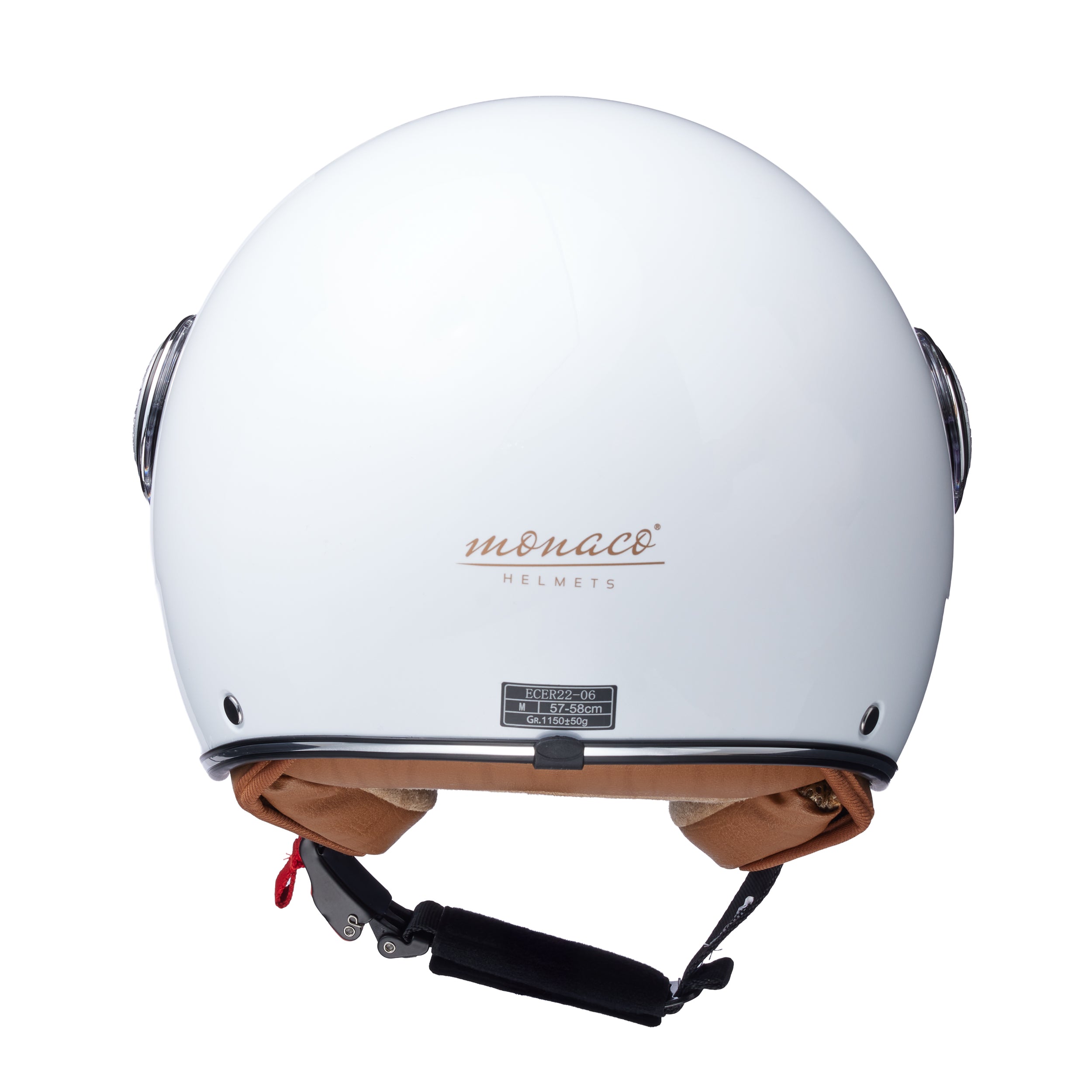 monaco helmets Solid weiß, glänzend weiß mit braunem Futter