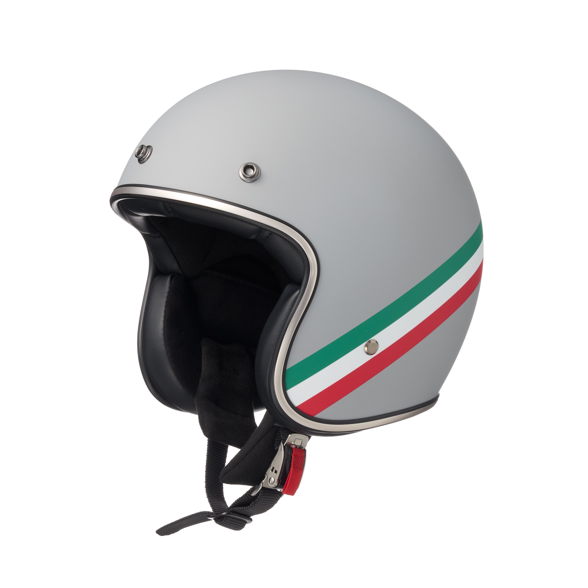 "Irmi's Pinot Grigio" Jethelm 2.0 Fiberglas in matt-grau mit Italienflagge