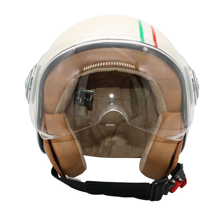 monaco helmets Italian pearl , creme glanz mit Italienflagge