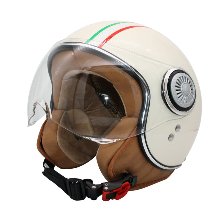 monaco helmets Italian pearl , creme glanz mit Italienflagge