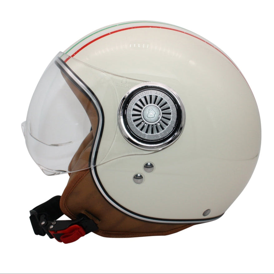 monaco helmets Italian pearl , creme glanz mit Italienflagge