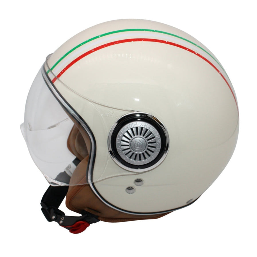 monaco helmets Italian pearl , creme glanz mit Italienflagge