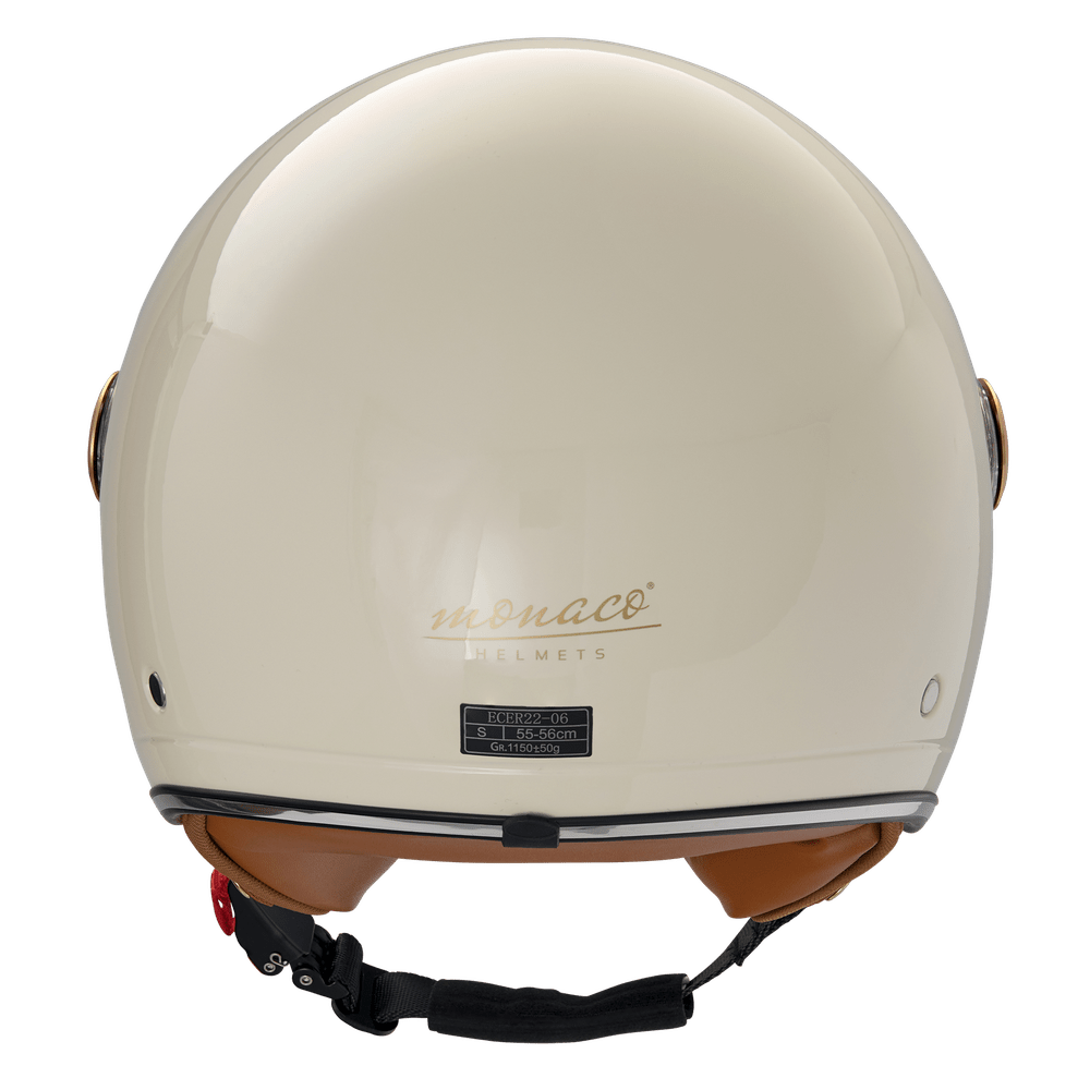 monaco helmets "Premium" creme glänzend mit Sonnenblende