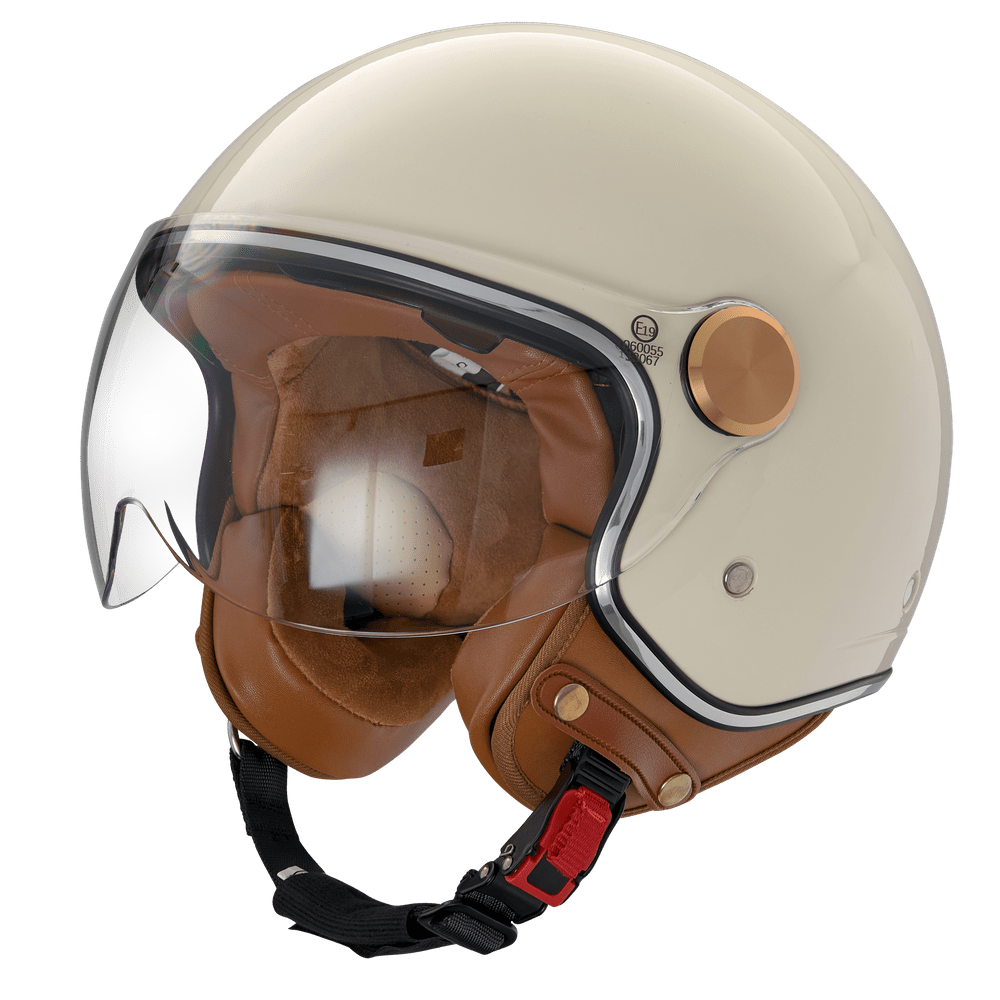 monaco helmets "Premium" creme glänzend mit Sonnenblende