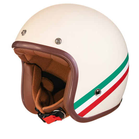 “Irmi Crema Italiana” Jethelm in matt-creme mit Italienflagge