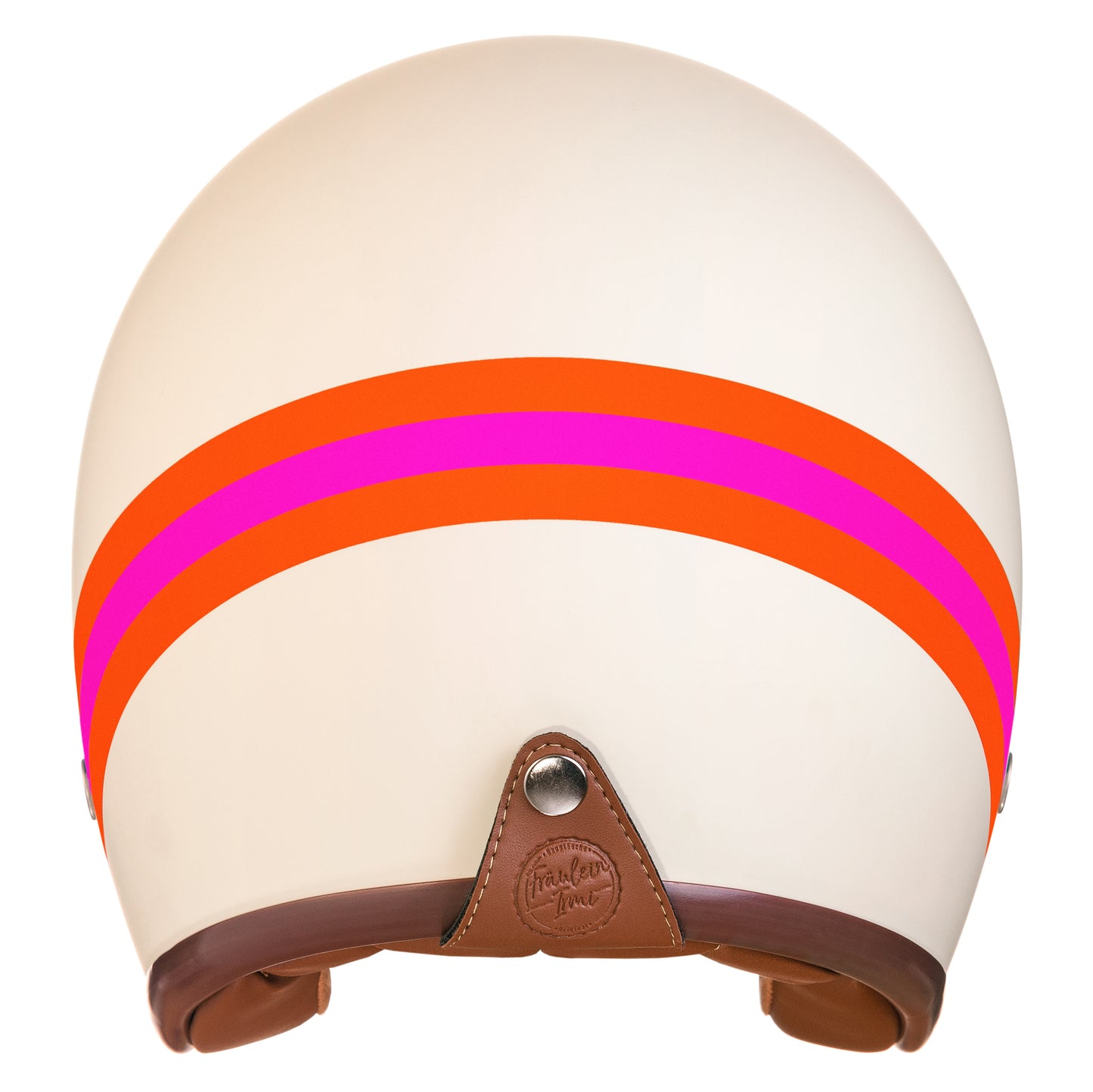 “Irmi en vogue” Jethelm in creme matt mit pink/orangen Streifen